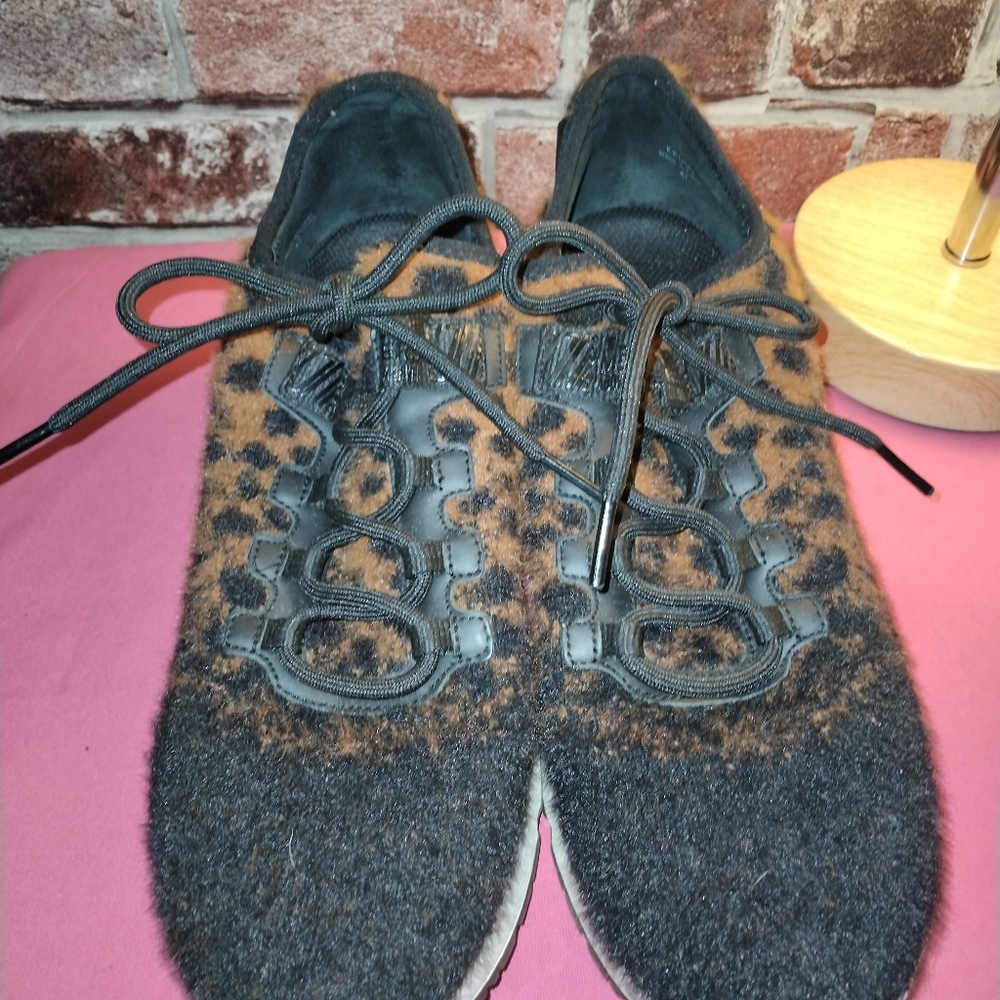 New! Ash Krush Mohair Cheetah Print Trainers in Black and Brown Faux Fur